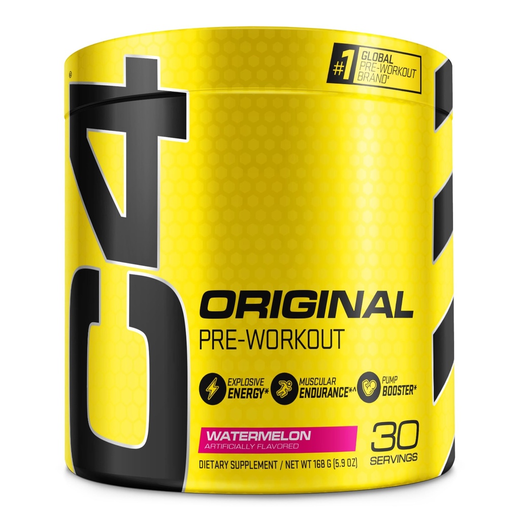 C4 Original Pre Workout Powder Watermelon Brez sladkorja Preworkout Energy Supplement za moške in ženske 150mg Kofein + Beta Alanin + Kreatin 30 Servinges