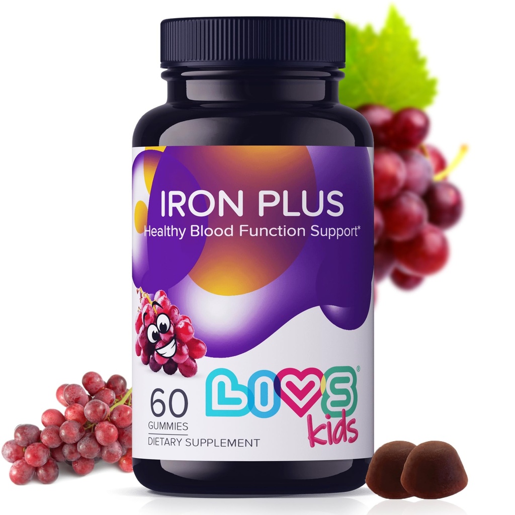 LIVS železno dopolnilo za otroke z vitaminom C, A, B3, B5, B6, B12, Biotin, cink & Folat 
