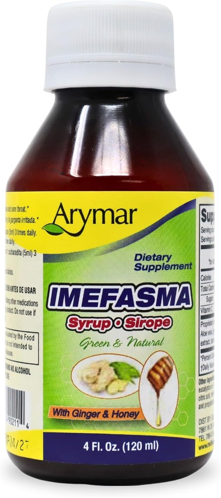 Arymar Imefasma z Ginger & Honey Cough Syrup (4 oz) - Nežen relief z naravnimi sestavinami