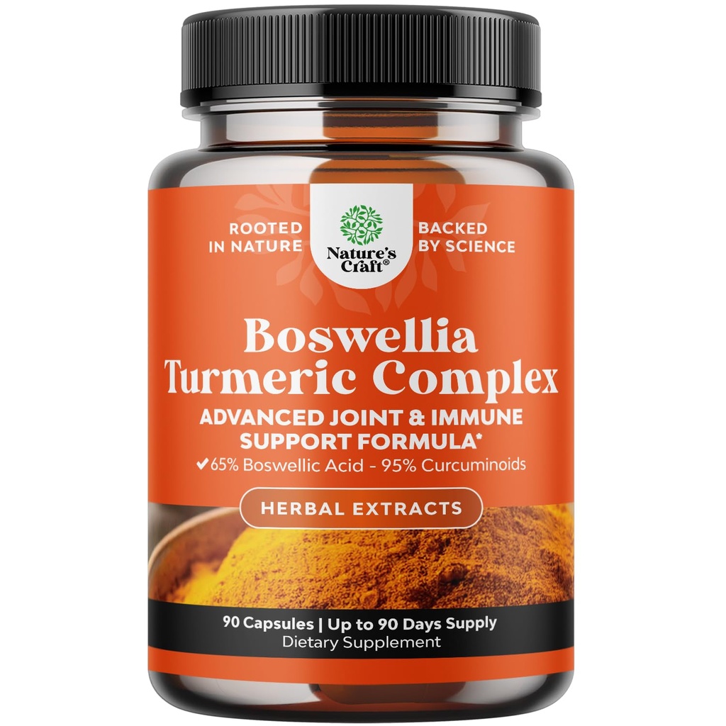 Izvleček Boswellia kapsule s kurkuma - napredno imuno-zdravje dopolnilo - Kurkuma & Boswellia Serrata kapsule 500mg na služijo za telo Detox in zdravo sklepov - 90 Count