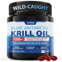 Antarktika Krill Oil 1200 mg Omega 3 Dopolnilo, Omega 3 Krill Oil Mehkužci w/EPA, DHA, Astaksantin & Fosfolipidi za možgane in antioksidant, Trajno pridobljena, Brez ribjega pookusa, 120 Mehkužci
