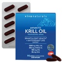 Viva Naturals Antarktika Krill Oil, 1200 mg – Omega-3 DHA & EPA z astaksantinom za skupno zdravje, No Fish Burp, 90 Softgels