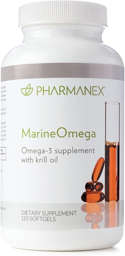 Pharmanex Marine Omega, Omega-3 Maščobne kisline & Krill Oil dodatek, 1200mg DHA & EPA na serviranje, 120 Softgels, Podpira srce, Možgani, Skupni, & Splošno zdravje
