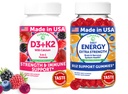Lunakai ZDA Made D3+K2 s kalcij in energijo B12 Gummies Bundle – Vegan, Non-GMO – 60 Gummies vsak