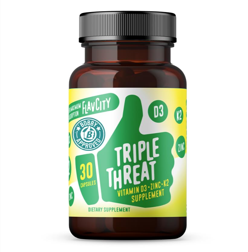 FlavCity Vitamin D3, K2 & cink – dodatek za trojno nevarnost – dnevna ali sezonska podpora imunskemu sistemu – Vitamin D s K2 za izboljšano absorpcijo – spodbujanje zdravih kosti in kože (30 kapsul)