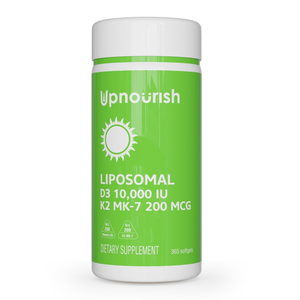 Zgornji liposomski D3 K2 Vitamin 10000 i.e. D3 in K2 MK-7 200 μg - 365 Vitamin D3 k2 (Vitamina D3 con K2) Mini softgels - Enostavno pogoltniti K2 D3 Vitamin dodatek
