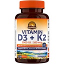 Vitamin Vitalitown D3 K2 dopolnilo, D3 5000 i.e., vitamin K2 MK-7 100 μg, ne-GMO, brez glutena in soje, za kosti, zobe, imuno in zdravje srca, 120 softgels