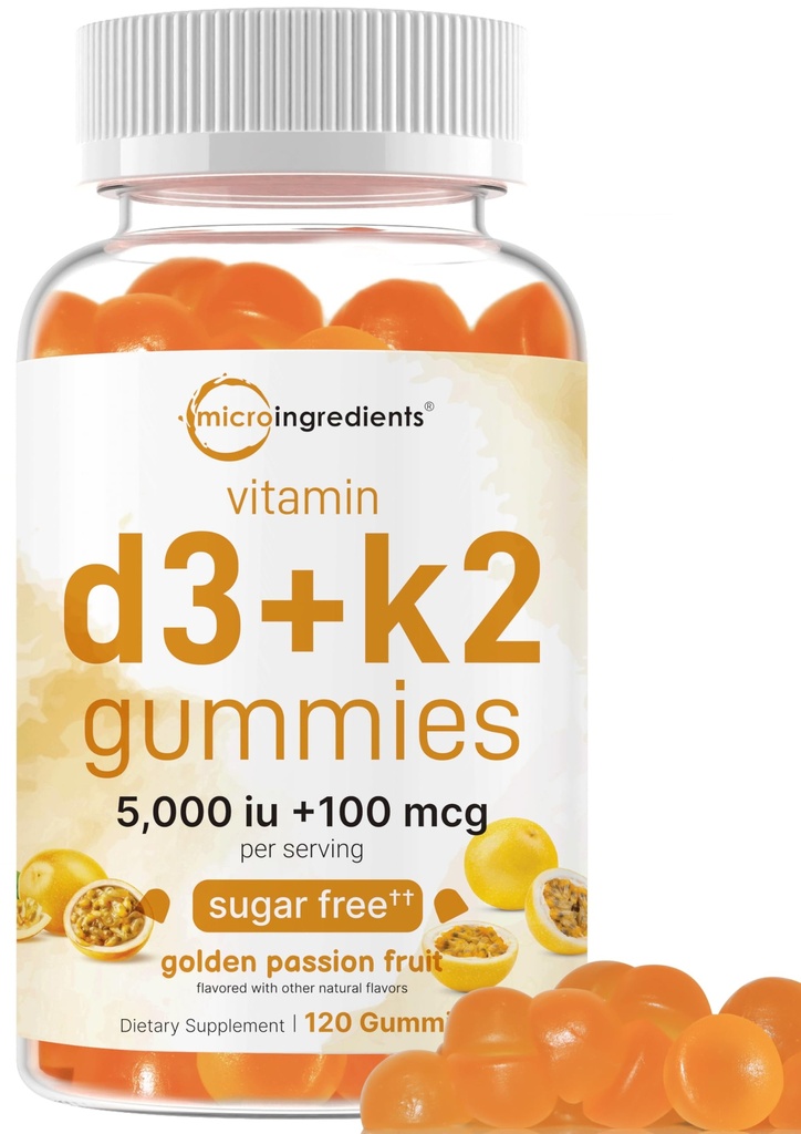 Mikro sestavine Vitamin D3 K2 Gumiji, 120 Število 
