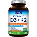 Prirojena vitalnost Vitamin D3 K2 dodatek, Visoka moč Vitamin D3 10000 i.e. & Vitamin K2 (MK-7) 200 μg, Podpira kosti, zobje, srce in imuno zdravje, Non-GMO, Gluten Free, 60 Mehkužci