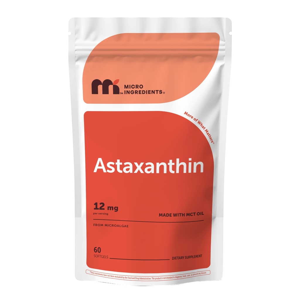 Mikro sestavine Astaksantin 12mg z MCT oljem, 60 Softgels 