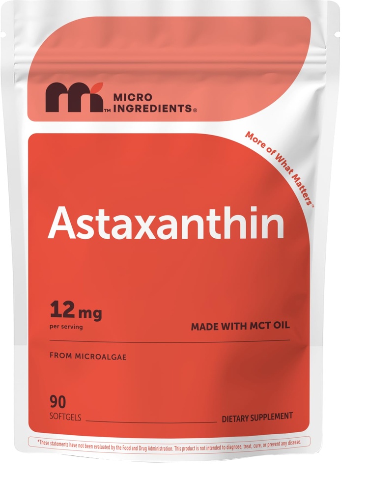Mikro sestavine Astaksantin 12mg z MCT oljem, 90 Softgels 
