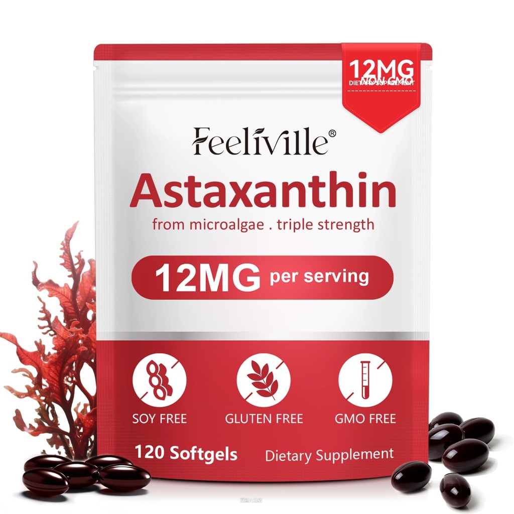 Astaksantin 12mg, 120 Softgels, 4 Mesec dobave 