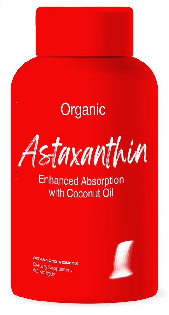 Advanced Bionetix Triple Jakost AstaQuilTM Astaxantin 12mg Visoka biološka uporabnost Formula, 60 Softgels Organic Coconut Oil za izboljšano absorpcijo. Močen antioksidant za oči, sklepe in zdravje srca