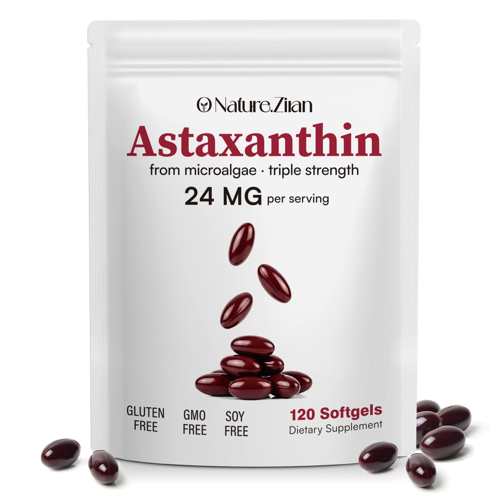O NATURE . ZIRAN Astaksantin Dopolnila 24mg, Antioksidanti dopolnilo, Podpora za zdravje oči &Joint & Skin 