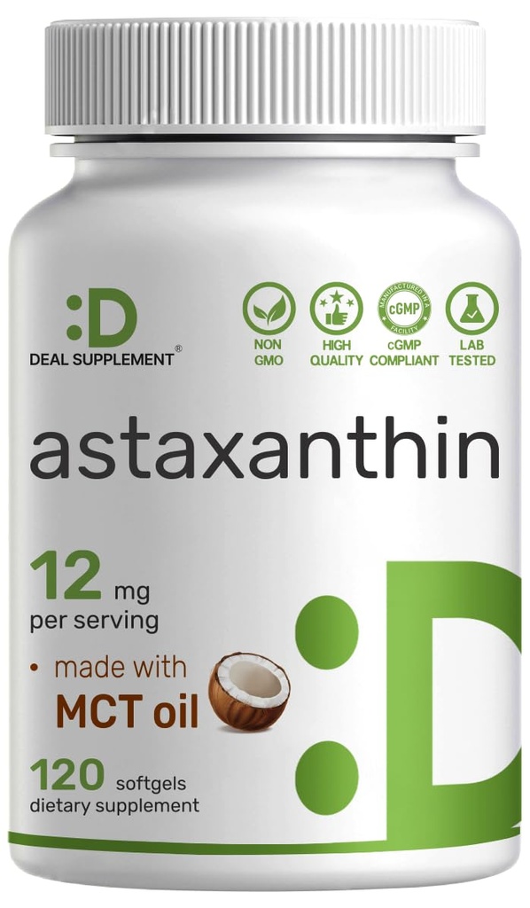 DEAL DOPOLNILO Astaksantin 12 mg na Serving, 120 Softgels 