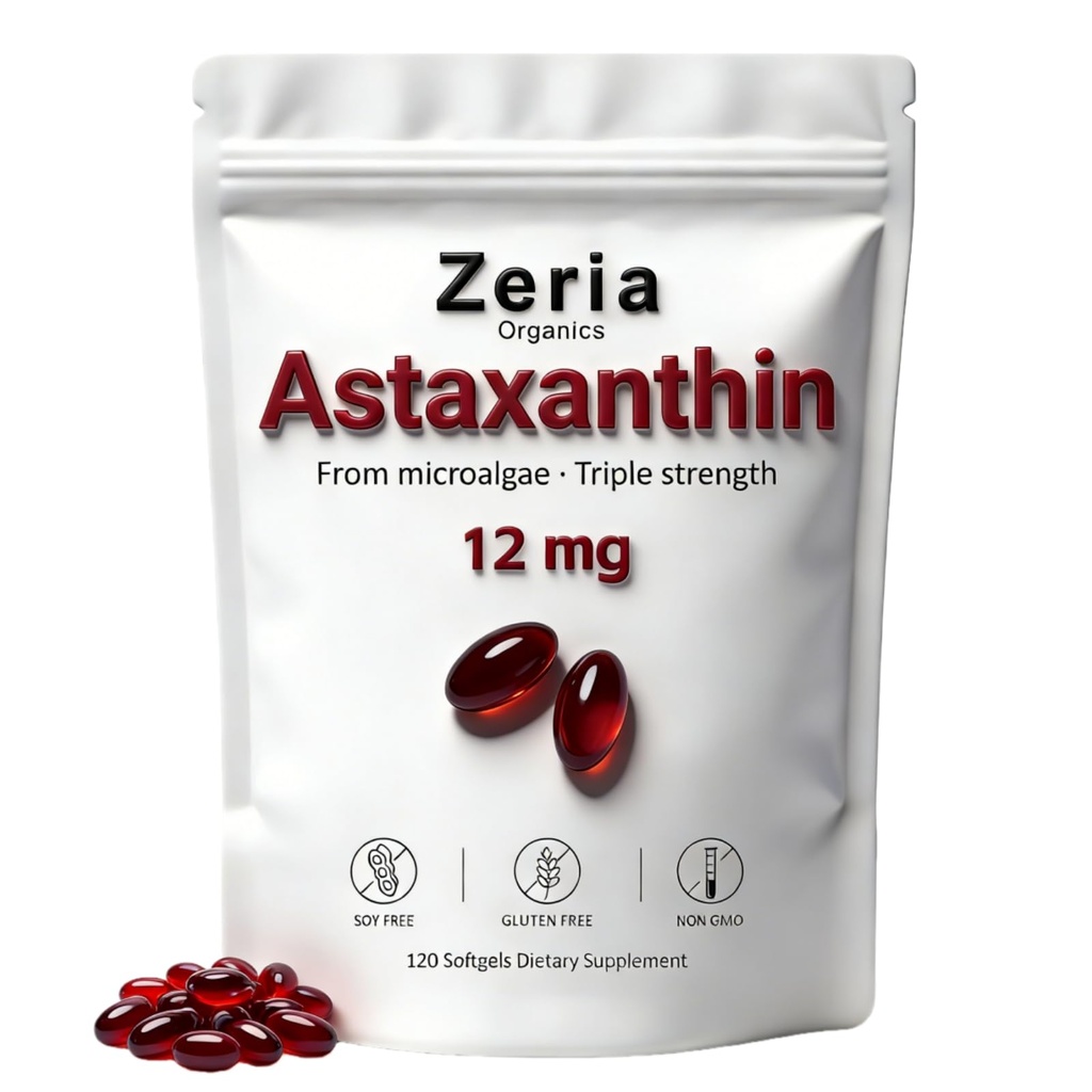 Astaksantin 12mg, Naravni Astaksantin Dodatki Algae,120 Mehkužci (1 vrečka)