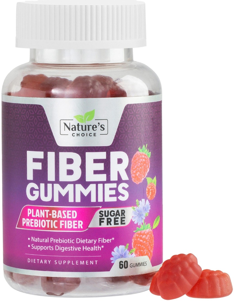 Fiber Gumies za odrasle, Sugar Free Daily 4g Gummy Fiber Supplement, Prebiotic Gummy Pregestive Health Support - Rastlinski topni žveči, Prebiotiki podpira regularnost in prebave - 60 Gumies