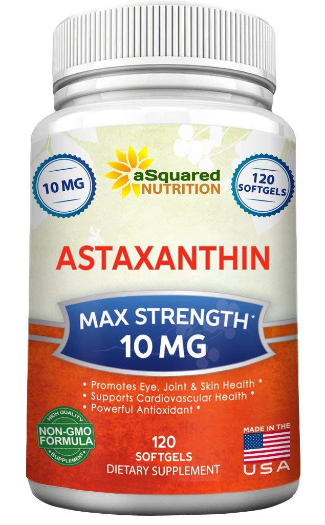aSquared Nutrition Astaksantin Dodatek - Natural Astaksantin tablete iz Hematococcus Pluvialis Extract za čisto energijo - Max Jakost 10mg - 120 Softgels