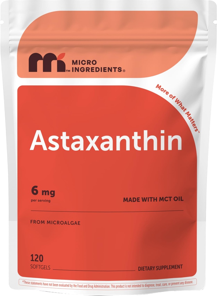 Mikro sestavine Astaksantin 6mg z MCT oljem, 120 Softgels 