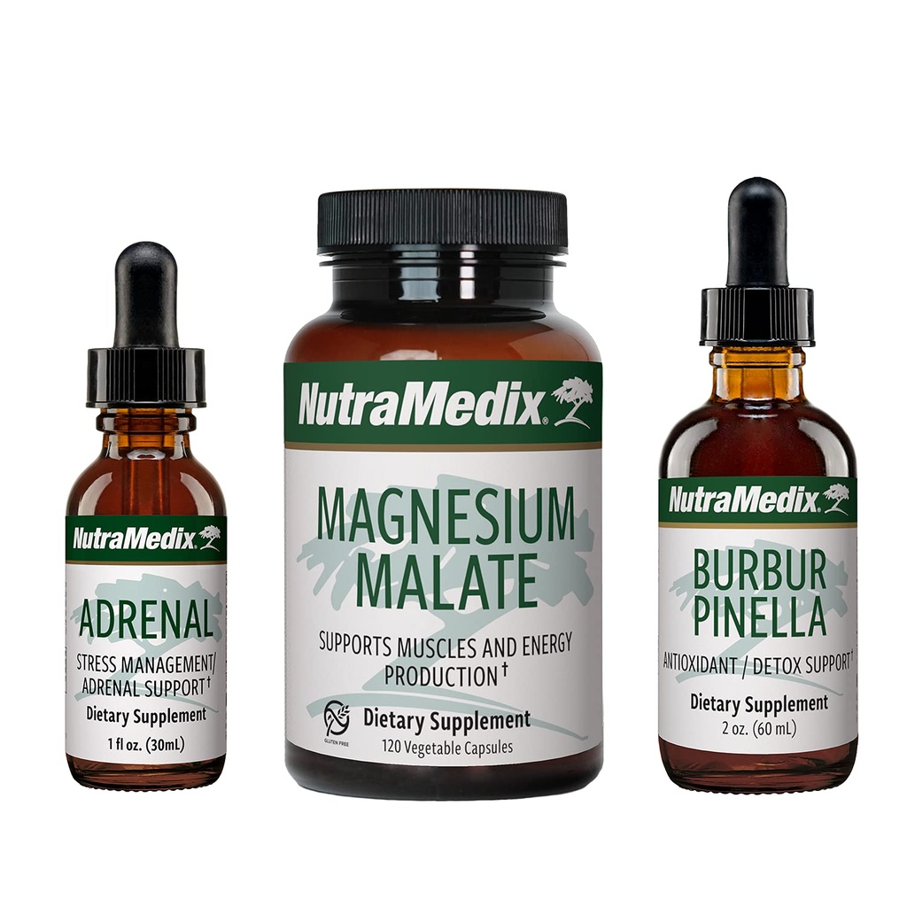 NutraMedix Energy Set - 3-Piece Kit vključuje ekstrakte Astragalus, Rhodiola, Ginseng & Schisandra, Burbur-Pinella Detox Kapsule in magnezijev malat za splošno dobro počutje