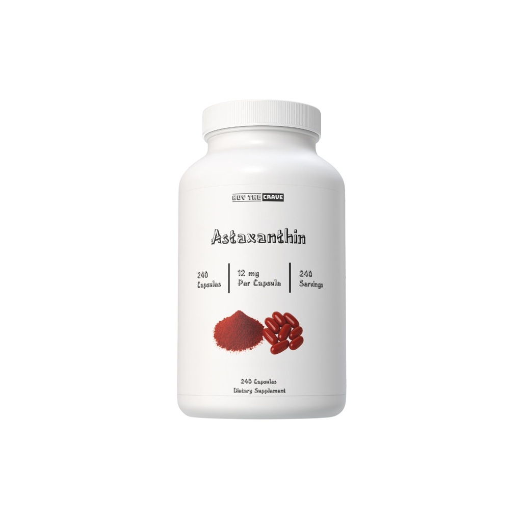 Astaksantin 12mg Vsaka kapsula, Dodatna moč - Astaksantin dopolnila, Antioksidant Vir - Gluten prost, 240 Število, 120 Služi