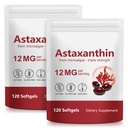 Astaksantin 12mg, 120 Softgels, (2Pack)Premium Astaksantin Antioksidant dopolnila z antioksidantno aktivnostjo, podpira oči, kožo, skupni in imunski sistem zdravje, svež vir mikroalge, Non-GMO