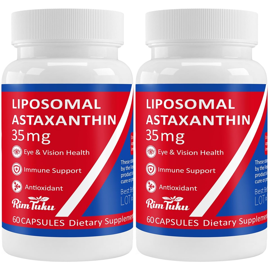 35 mg liposomalni astaksantin dodatek - močna antioksidantna podpora za zdravje kože, sklepov in oči - naravna proti staranju Formula s čistim astaksantinom - vegan, ne- GMO, 120 kapsul
