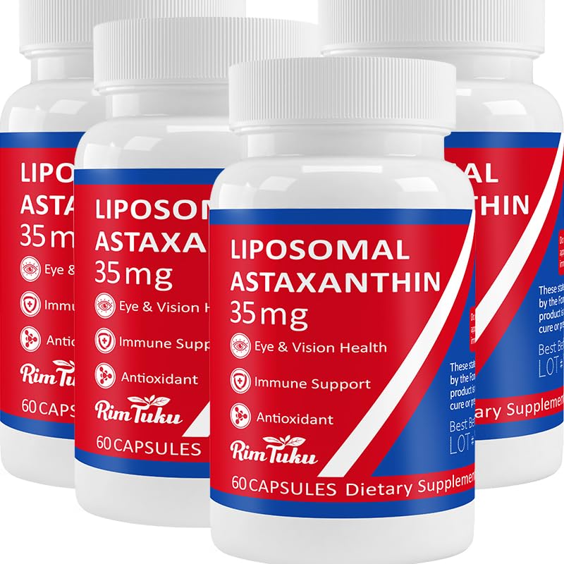 35 mg liposomski astaksantin dodatek - močna antioksidantna podpora za kožo, skupno zdravje in zdravje oči - naravna proti staranju Formula s čistim astaksantinom - Vegan, Non-GMO, 240 kapsul