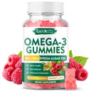 Vegan Omega-3 Gumies 1000mg, Omega 3 Ribje olje Alternative za odrasle, Algae-Based DHA 600mg & EPA 300mg + Vitamini A, C, E, cink, Podpira splošno dobro počutje, brez okusa rib, 60 Število