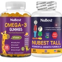 Nubest paket rasti kosti - Možganska rast: Omega 3 Gumies Tall New Oglejte si otroke in najstnike s kalcij, kolagen, zelišča, Omega 3 Laneno olje