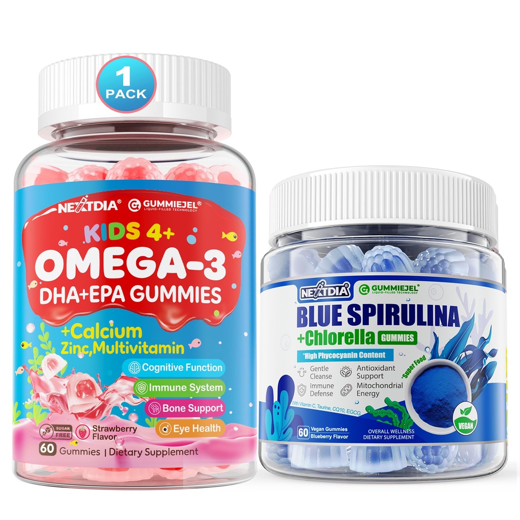 Omega 3 (EPA/DHA) Polni gumiji + organsko modri Spirulina Gumies