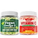 Nextdia Vegan Omega 3 Gumiji + celotna hrana Vitamin C Gumiji za odrasle in otroke