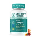 SmartyPants Prenatal Multivitaminski Gumies z Omega 3 DHA/EPA, metilfolat, Biotin, Vitamini D3, C, B12, B6, A, K in cink, Gluten brez, čista etiketa, dva sadnih arom, 90 Gummies (30 dnevna dobava)