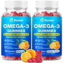 2 Pack Vegan Omega-3 Gumies za odrasle – brez sladkorja, Algae-based DHA 600mg & EPA 300mg, z vitamini A, C, E, cink – Omega 3 ribje olje Alternative, 120 Count