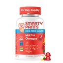 SmartyPants Kids Zero Sugar Multivitamine Gumies: Omega-3, Vitamini D, C, A, Na bazi rastlin, Gluten brezplačno, Jagodna banana aroma, 60 Število (30 dnevna dobava)