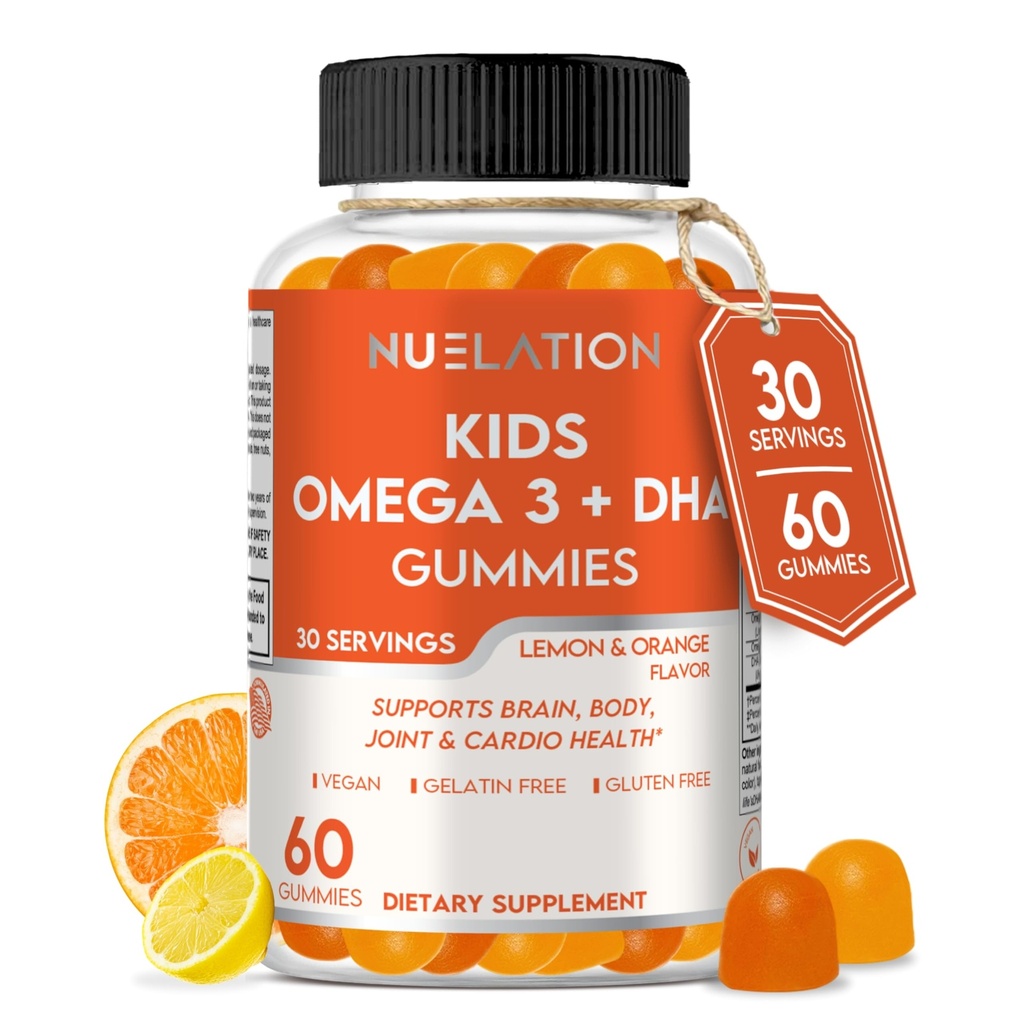 Vegan Omega 3 Gummies za otroke z DHA, na rastlinski osnovi, 30 Serving, 60 Ct. želatina brezplačno, Gluten brezplačno, Non-GMO Omega 3 dodatek. Otroci in malčki DHA Gumiji za podporo možganov, oči, srca in imunskega sistema