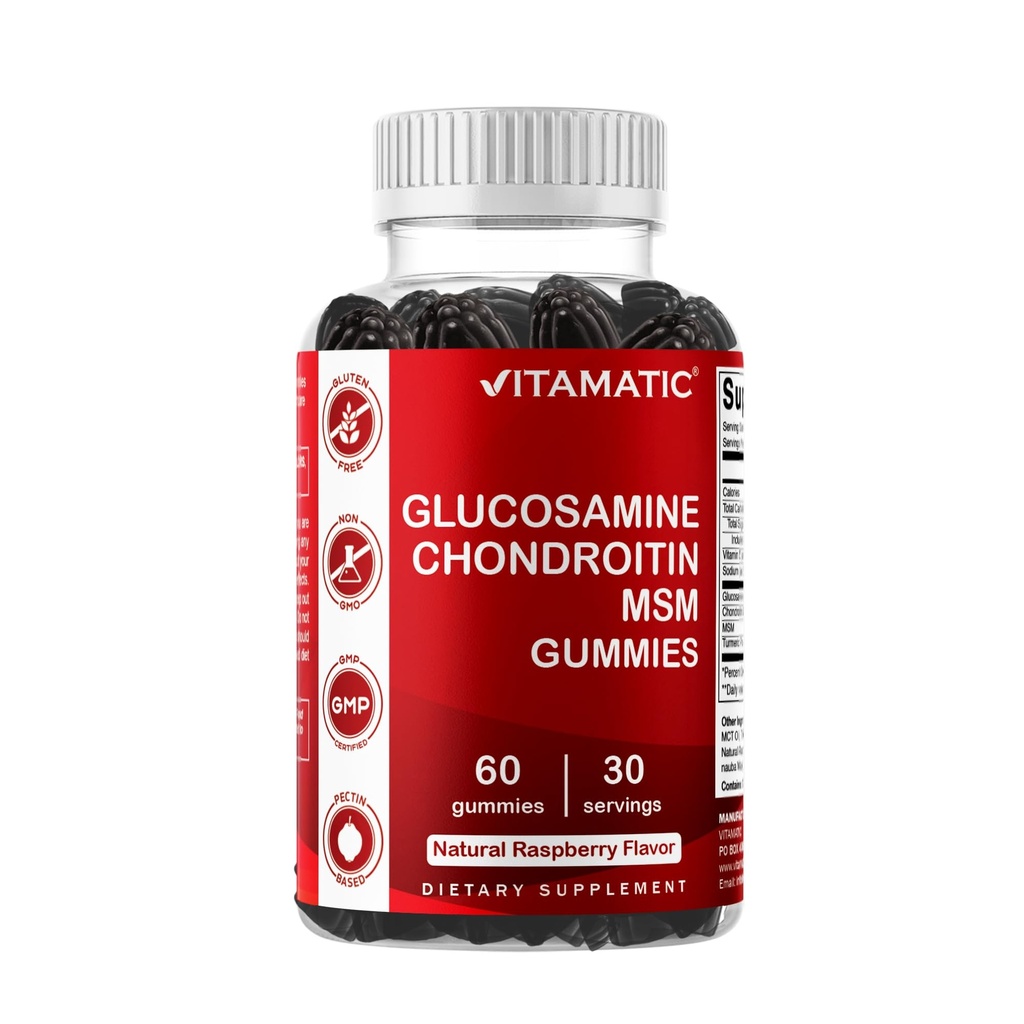 Vitamatski glukozamin Chondroitin Gumies z MSM & Vitamin E – Skupni podporni Formula – 60 Pektin-Based Vegan Gumies