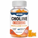 ABYSSUS Choline Gumies za otroke in odrasle, Sugar Free Choline Bitartrate dopolnila z Algal Omega-3 DHA EPA & Active B6 B12, Brain & Jetra Podpora, Vegan, 60 Count
