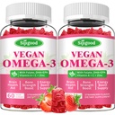 Omega-3 Gumies Potent Algae Omega Vir, Boost Brain, Eye & Immune Function, z DHA in EPA Vegan & Sugar, Jagodna aroma, 120 Count
