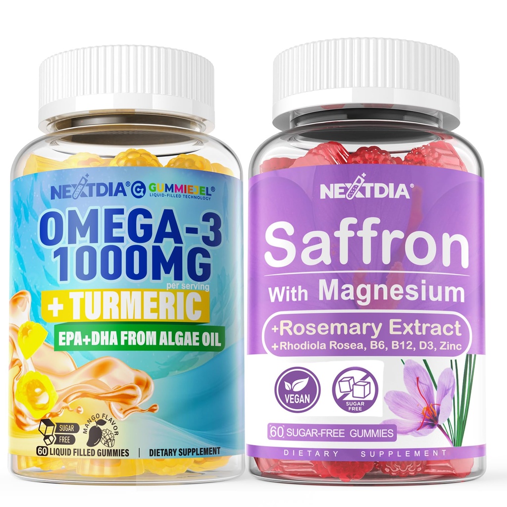 Vegan Omega-3 1000mg + Kurkuma, Saffron dopolnila Gumies