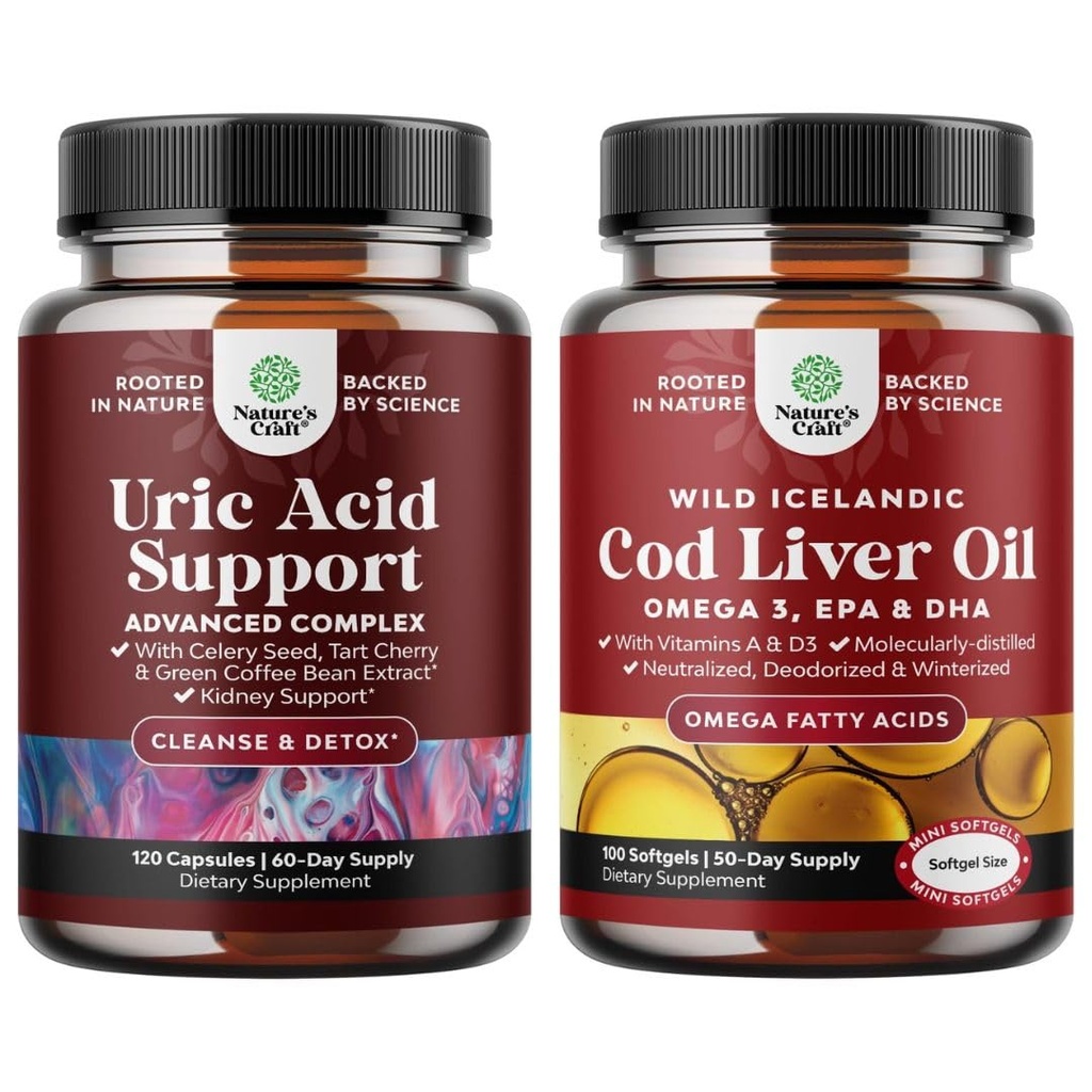 Bunde of Green Coffee Fižol ekstrakt za čiščenje sečne kisline - Kurkuma Tart Cherry & Zelena Semena in islandski Wild Catter Cod Jetra Oil Mehkužci - Fish Omega 3 EPA DHA Vitamin D & A 1000mg na postrežbo