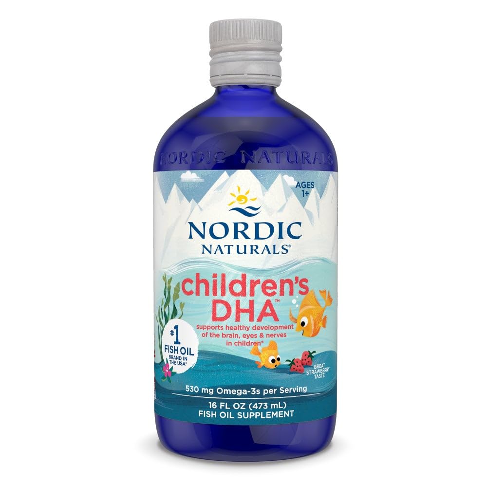 Nordic Naturals Children's DHA, Jagoda - 16 oz za otroke - 530 mg Omega-3 z EPA & DHA - Razvoj možganov in funkcija - Non-GMO - 192 Servings (Pack of 2)