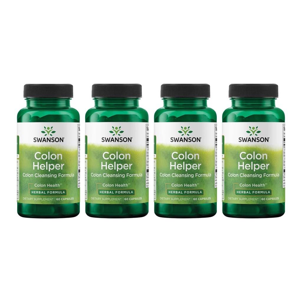 Swanson Colon Helper - spodbuja prebavno zdravje z uporabo vervain, Goldenseal Root, Slippery Elm Bark & More - Zeliščni dodatek za zdrave izločke - (60 kapsul) (4 pakiranja)