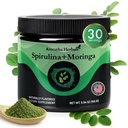 Organic Spirulina + Organic Moringa Greens Powder, Gluten-free, Vegan prijazno, Detox & Digest, Superfoods 30 Servings Made in USA