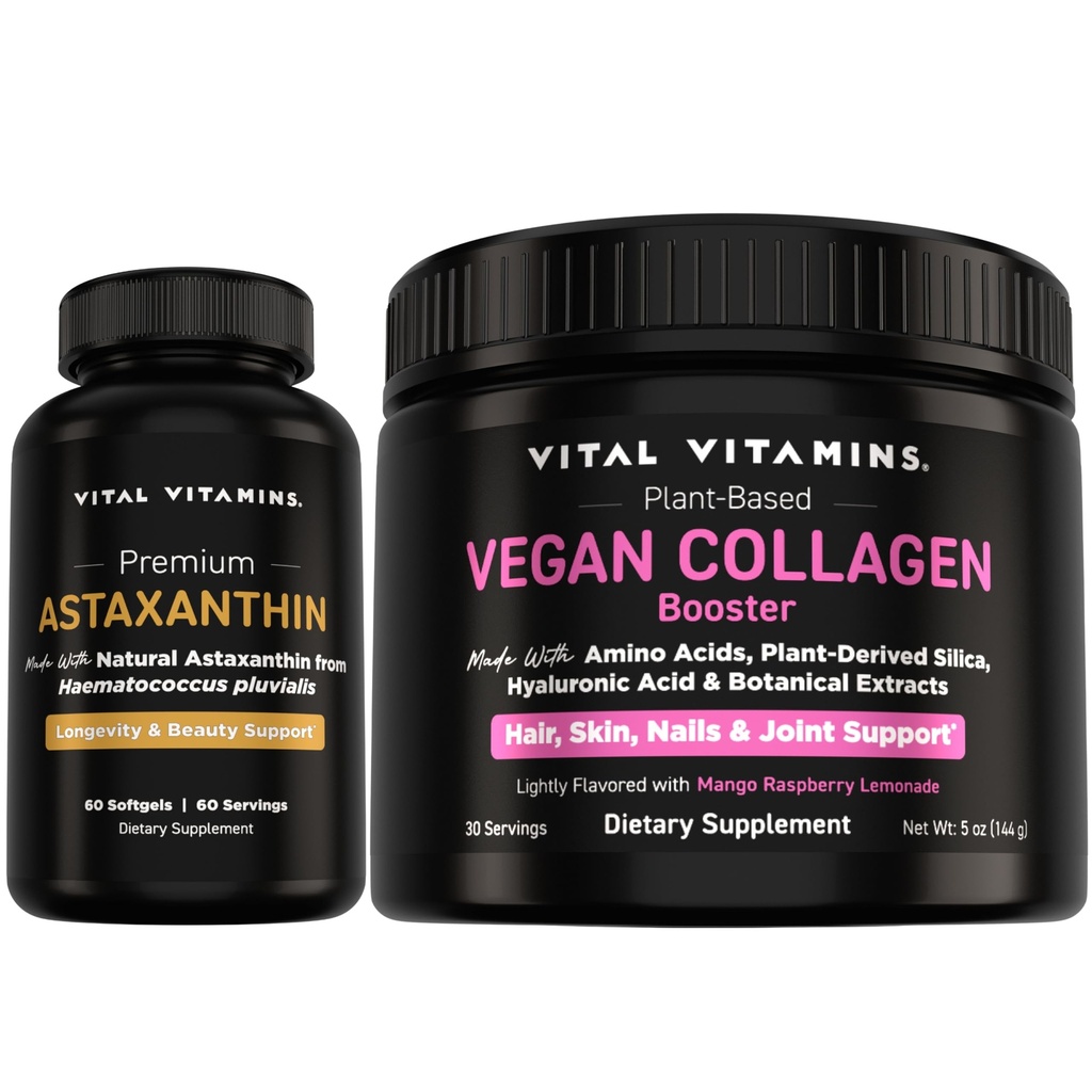 Vitalni vitamini astaksantin + vegan kolagen v prahu