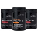 Športne raziskave ® Antioksidant Podporni paket - Visoka moč Liposomski Vitamin C Dodatek 1000mg + Koencim Q10 100mg + Trojna moč Astaksantin 12mg w/Organično kokosovo olje