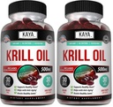 Kaya Naturals - Antarktika Krill Oil 500mg z Omega 3, EPA, DHA, Fosfolipids & Astaksantin Dodatek - Možgani & Zdravje Vitamin - Anti staranje dodatek - 30 Count Softgels (Pack od 2)