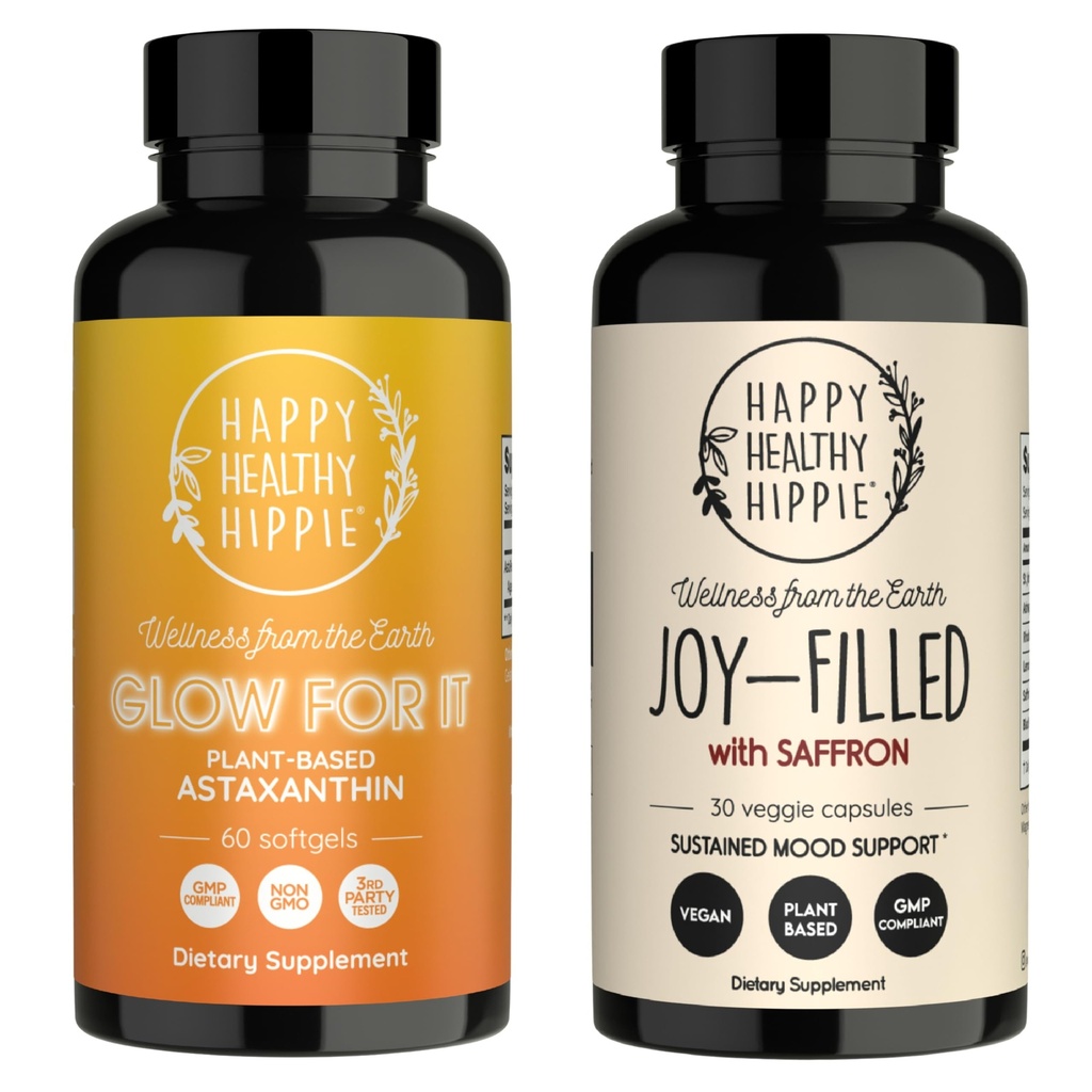 Happy Healthy Hippie Joy-polnjen z Saffron Mood podporo dodatek & Glow za to Astaxathin dodatek
