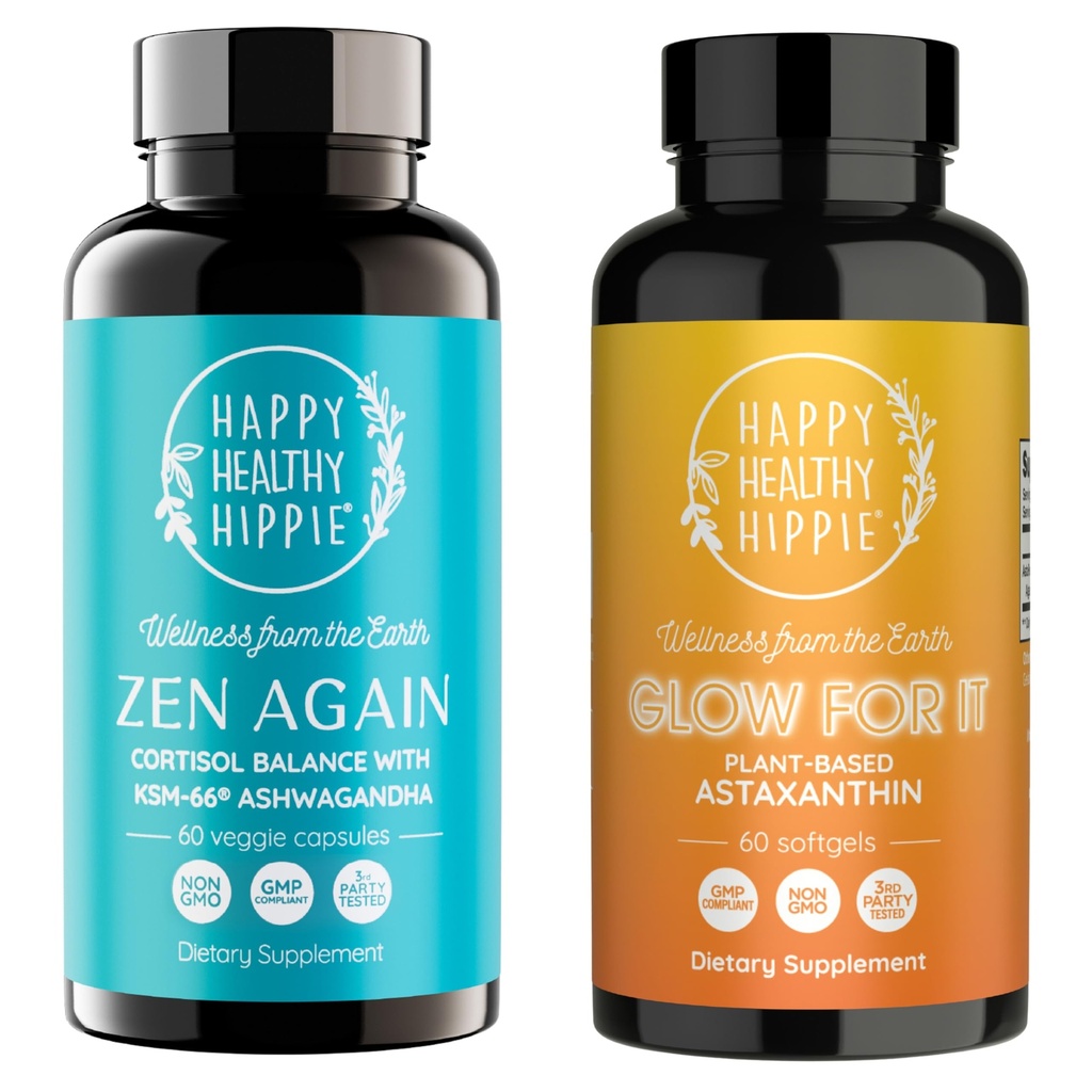 Happy Healthy Hippie Glow za to Astaksantin dodatek & Zen znova Cortisol Manager