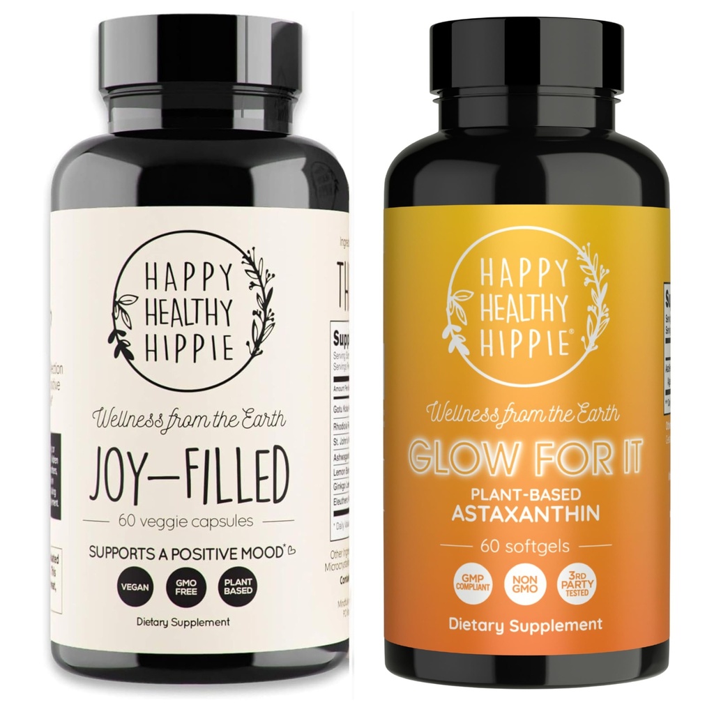 Happy Healthy Hippie Glow za to Astaksantin dopolnilo & Joy-izpolnjeno podporo razpoloženja